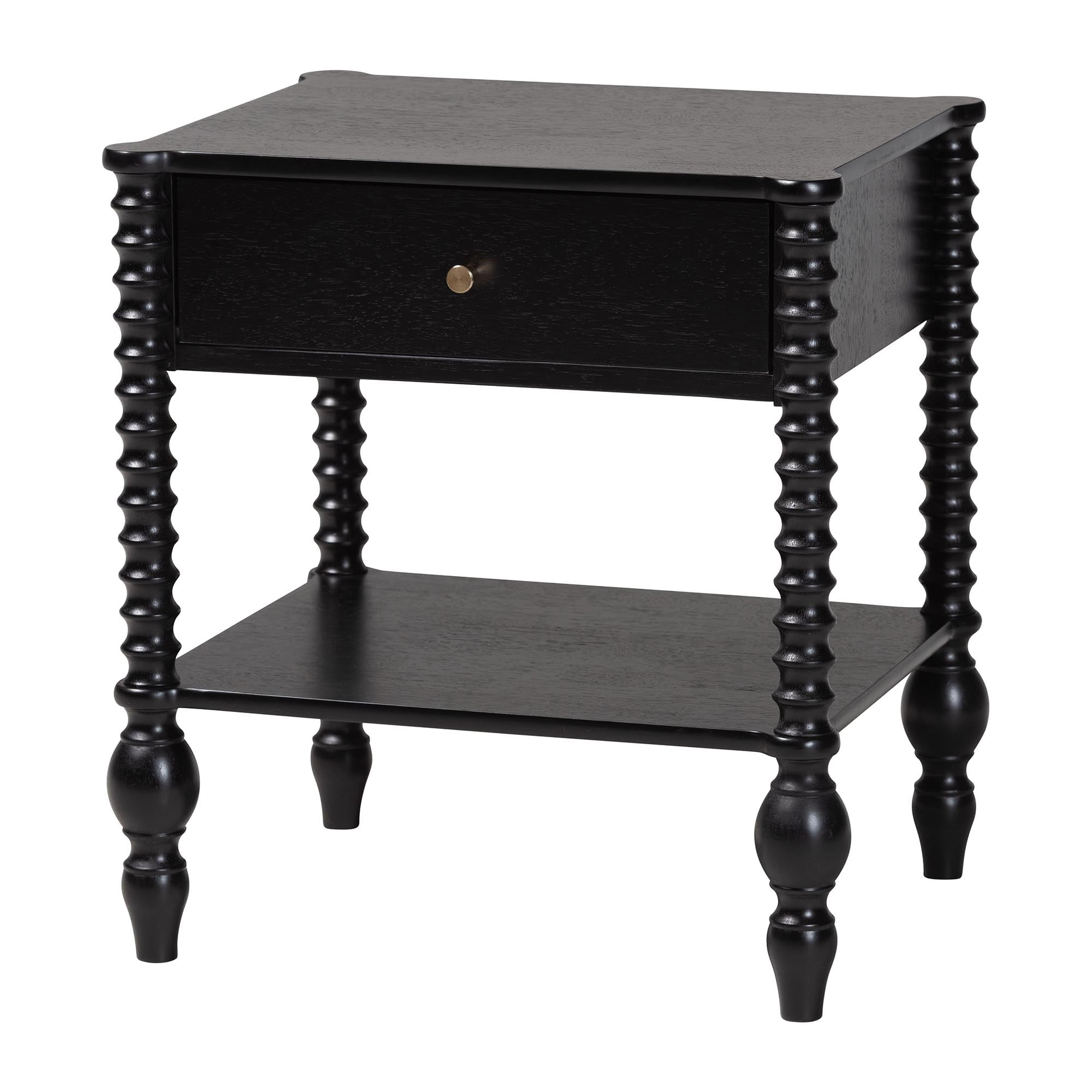 Baxton Studio Denita Farmhouse Bedroom Set, Twin, 4-Piece, Black
