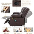 thumbnail image 6 of YODOLLA 3 Pieces Recliner Sofa Set with Massage Heated Function, Home Theater Seating Leather Couch Set with Side Pockets, Brown, 6 of 7