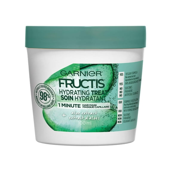 Garnier Fructis Hydrating Treat 1 Minute Hair Mask with Aloe Extract, 3.4 fl oz