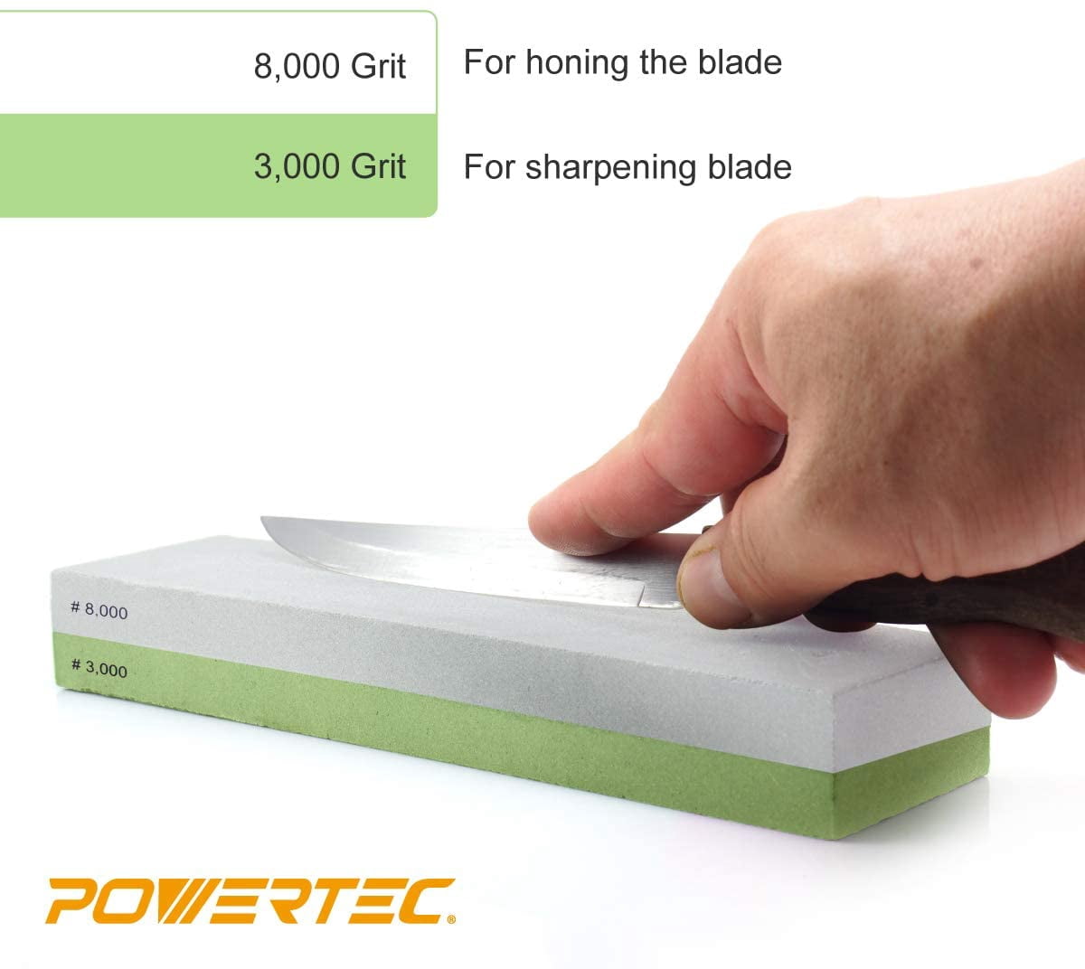 POWERTEC Whetstone Knife Sharpener Stone – 3000/8000 Dual Side Grit Waterstone (71583)