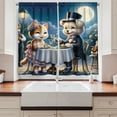 thumbnail image 3 of Ambesonne Cat Kitchen Curtains, Gentleman Puppy Kitty Lady Date, 55"x39", Night Blue Rose Apricot, 3 of 3
