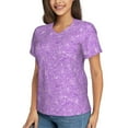 thumbnail image 2 of Wukai Lilac Glittering Classic V-Neck T-Shirt for Women: Comfortable, Stylish, and Versatile Wardrobe Essential-Large, 2 of 7