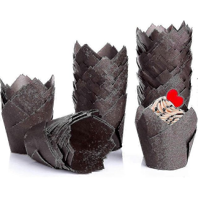 Juego de 10 bolsas de papel para cupcakes con forma de tulipán, moldes de papel para cupcakes con forma de tulipán, bolsa para muffins