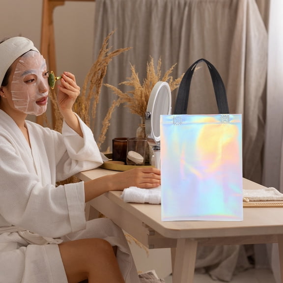 TABLZONE Nonwoven Iridescent Tote Bags Reusable for Shopping and Party Favors