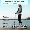 thumbnail image 6 of VIPQV 8.5" Electric Scooter for Adult, Folding Electric Scooter with 350W Motor, 21 MPH Max Speed, 25 Miles Long-Range and Deck Lights, White, 6 of 8