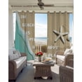 thumbnail image 3 of Summer Coastal Black Out Curtains 54 Inch Long, Short Curtains for Small Window, Ocean Beach Starfish Wave Brown Green Room Darkening Farmhouse Window Curtains for Kitchen Bedroom 42"x54" 2 Panels, 3 of 8