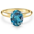 thumbnail image 3 of Gem Stone King 10K Two Tone Gold London Blue Topaz Engagement Ring for Women | 2.25 Cttw | Oval 9X7MM | Gemstone November Birthstone | Size 8, 3 of 6