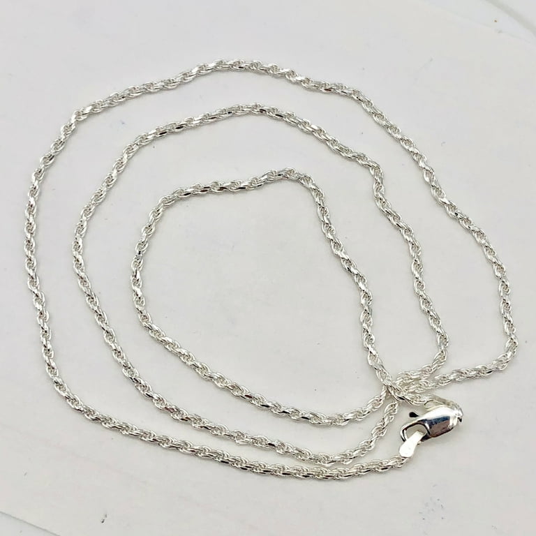 Solid sale Silver Chain Rope Chain 20in 2mm And Silver Cross