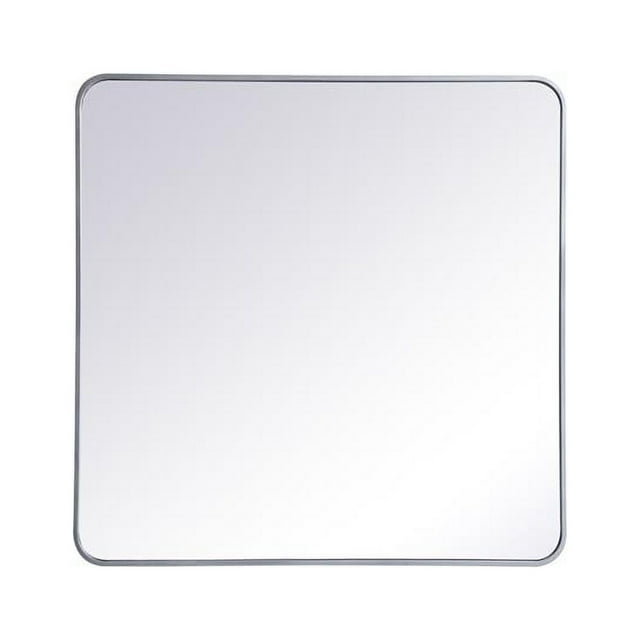 Living District MR803636S 36 x 36 in. Soft Corner Metal Rectangular Mirror, Silver