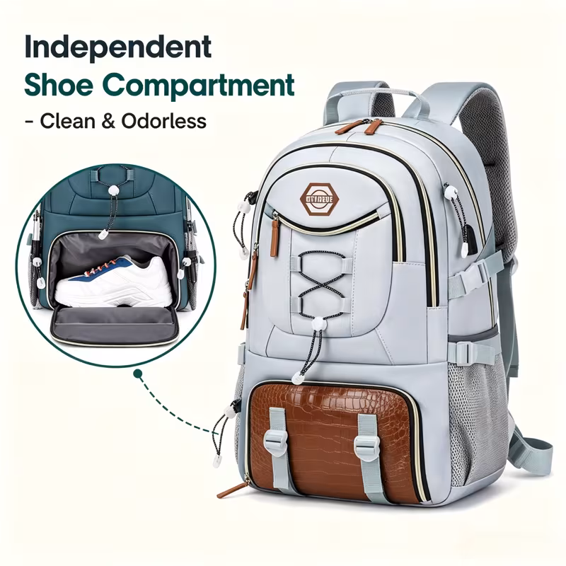 Large Capacity Lightweight Outdoor Travel Backpack with Shoe Compartment - Mountaineering, Camping and Hiking Bag, Durable Polyester, Adjustable Shoulder Straps, Multiple Pockets, Travel Backpacks