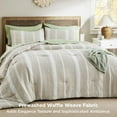 thumbnail image 4 of Waffle Queen Comforter Set - Linen Soft Cotton Bedding Set for All Seasons, Stripe Fluffy Bed Set 3 Pieces with 1 Waffle Weave Comforter Queen Size and 2 Pillow Shams, 4 of 8