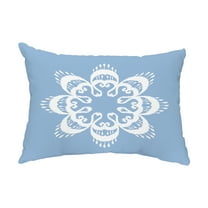 Simply Daisy, 14" x 20" Ikat Mandala Blue Decorative Ikat Outdoor Throw Pillow