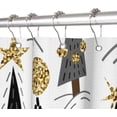 thumbnail image 4 of Christmas Decor Waffle Shower Curtain for Bathroom 84x72inches Christmas Trees Shower Curtain Set with Hooks Black Gold Grey X-mas Trees Waterproof Fabric Shower Curtains, 4 of 6