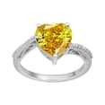 thumbnail image 1 of Bague Solitaire pour Femmes, Tige Perlée en Argent Sterling 925 Jaune CZ 10MM, 1 of 2
