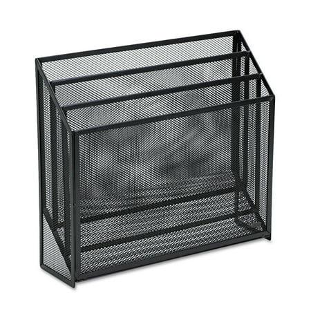 Rolodex Mesh Three-Tier Organizer, 12 3/4 x 3 1/2 x 11 1/2, Black