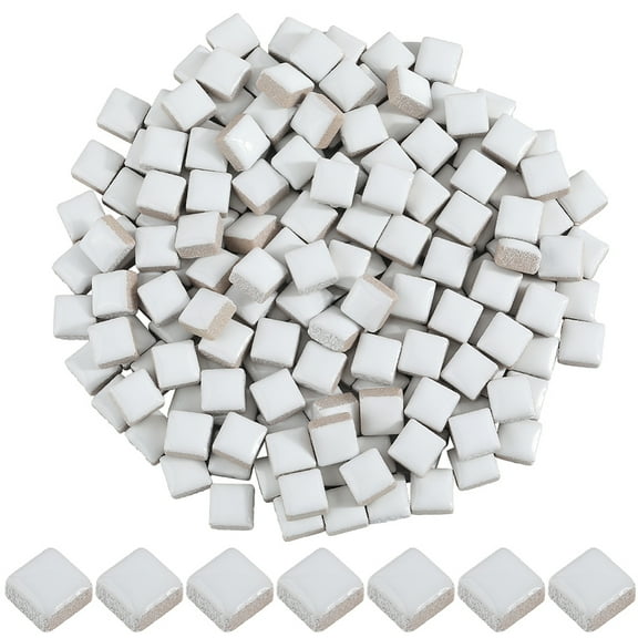 200G Porcelain Mosaic Tiles for DIY Mosaic Art Crafts Picture Frames Square White 9.5x9.5x5.5~6mm