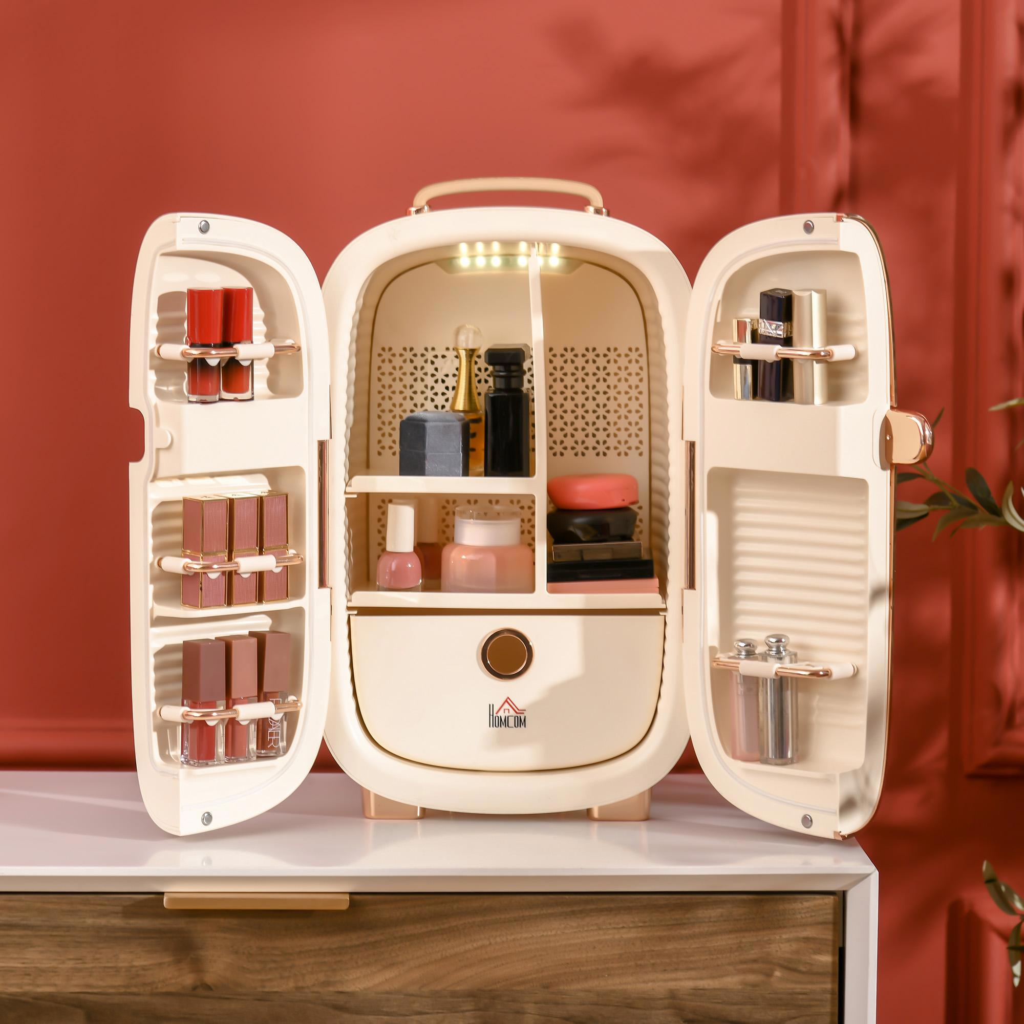 Resenkos Portable Skincare Fridge with LED Display, 12L Mini Fridge for Beauty, Makeup and Cosmetics, White