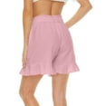 thumbnail image 7 of aidice Cotton Linen Shorts for Women Ruffle Wide Leg Drawstring Elastic Waisted Casual Summer Lightweight Shorts, 7 of 7