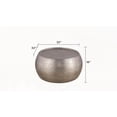 thumbnail image 4 of 32" Round Aluminum Coffee Table featuring Hand Hammered Antique Silver Design and Ample Space, 4 of 7