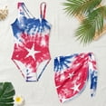 thumbnail image 4 of SEANATIVE Girl's Sleeveless Bathing Suit Lightweight One-Piece Swimsuits with Mesh Cover Up Spandex Fabric Beach Swimwear for Kid Teen Girls, 17-18 Years, Star Tie-dye Blue White Red, 4 of 7