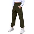 thumbnail image 6 of JTSRKL Kids Girls Cargo Pants Casual Drawstring Elastic Waist Solid Color Jogger Pants for Teen Girls Streetwear Loose Parachute with Multi-Pockets Green 6-7 Years, 6 of 9