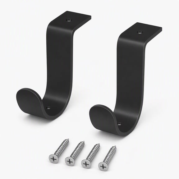 stcellnmex 2 Pcs Closet Rod Brackets Heavy Duty Metal Wall Mount with Screws Closet Pole Support for Living Room Bedroom Shelf Office 1.5 Inch Black