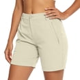 thumbnail image 5 of BXJX Womens Bermuda Shorts, Above the Knee Zipper Pocket Walking Elastic Waist Cargo Shorts Beige Size 2XL, 5 of 9