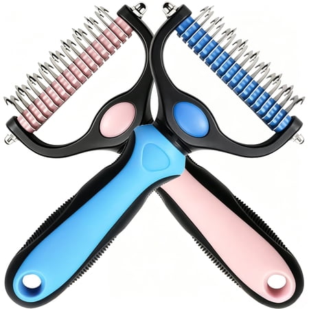 Pet Grooming Tool Safe & Gentle on Skin Comfortable Undercoat Rake Pet Brush for Long Hair Deshedding Dog Brush Removes Tangles Knots and Loose Fur