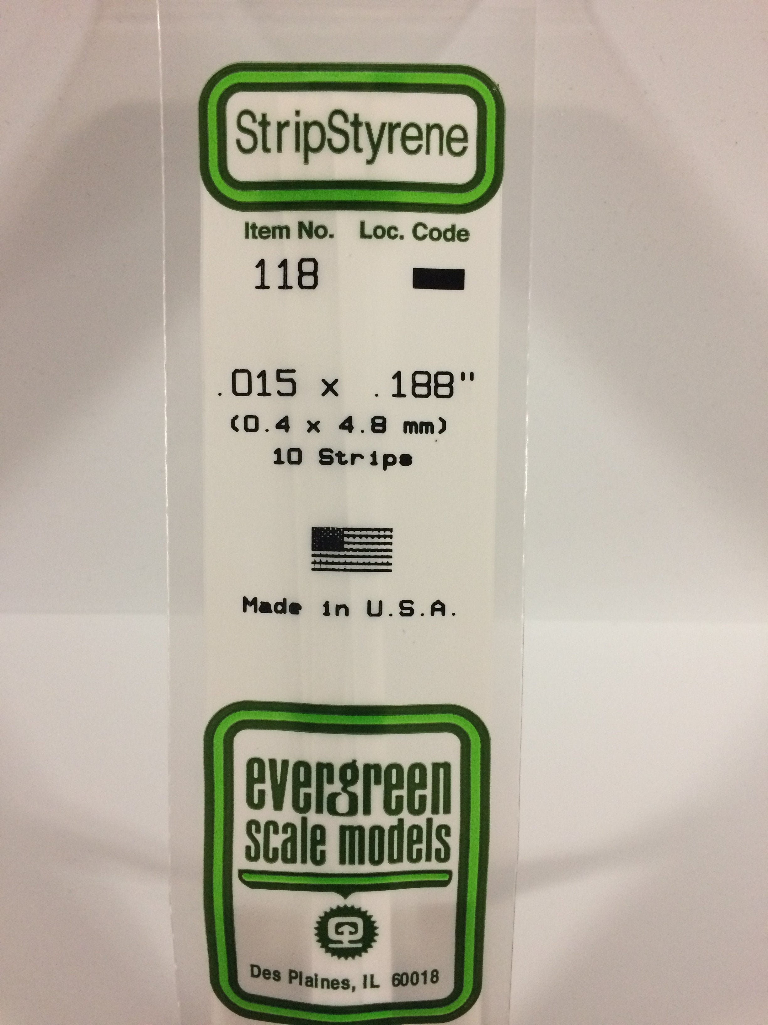 of 9 Item #158 Evergreen Scale Models Styrene Strips .060 x .188 14" Long Pkg 