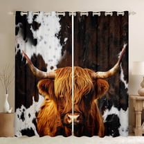 Castle Fairy Kids Teens Western Highland Cattle Blackout Curtains Set of 2 (52x84 Each),Farmhouse Cow Print Window Curtains,Vintage Aesthetic Curtains and Drapes,Super Cozy Room Decor