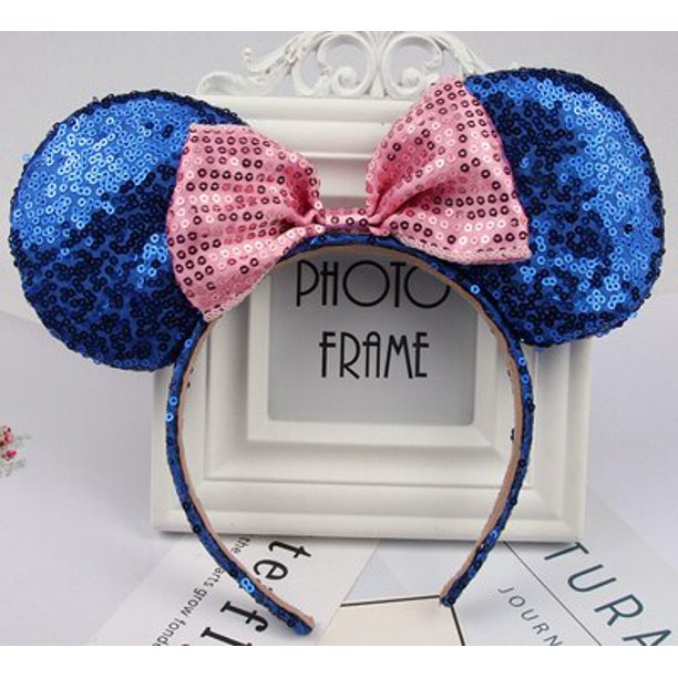 1 Uds. Diadema con lazo orejas de Minnie diadema Festival DIY accesorios para el cabello diadema Navidad lentejuelas lazos para el cabello para niñas mujeres regalo Gao Jinjia LED