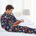 thumbnail image 6 of Lsque Rocket Satellite Pattern Long Sleeve Pajama Set for Men - Soft 2-Piece Sleepwear and Loungewear Set with Pockets, Comfy Nightwear-Small, 6 of 7