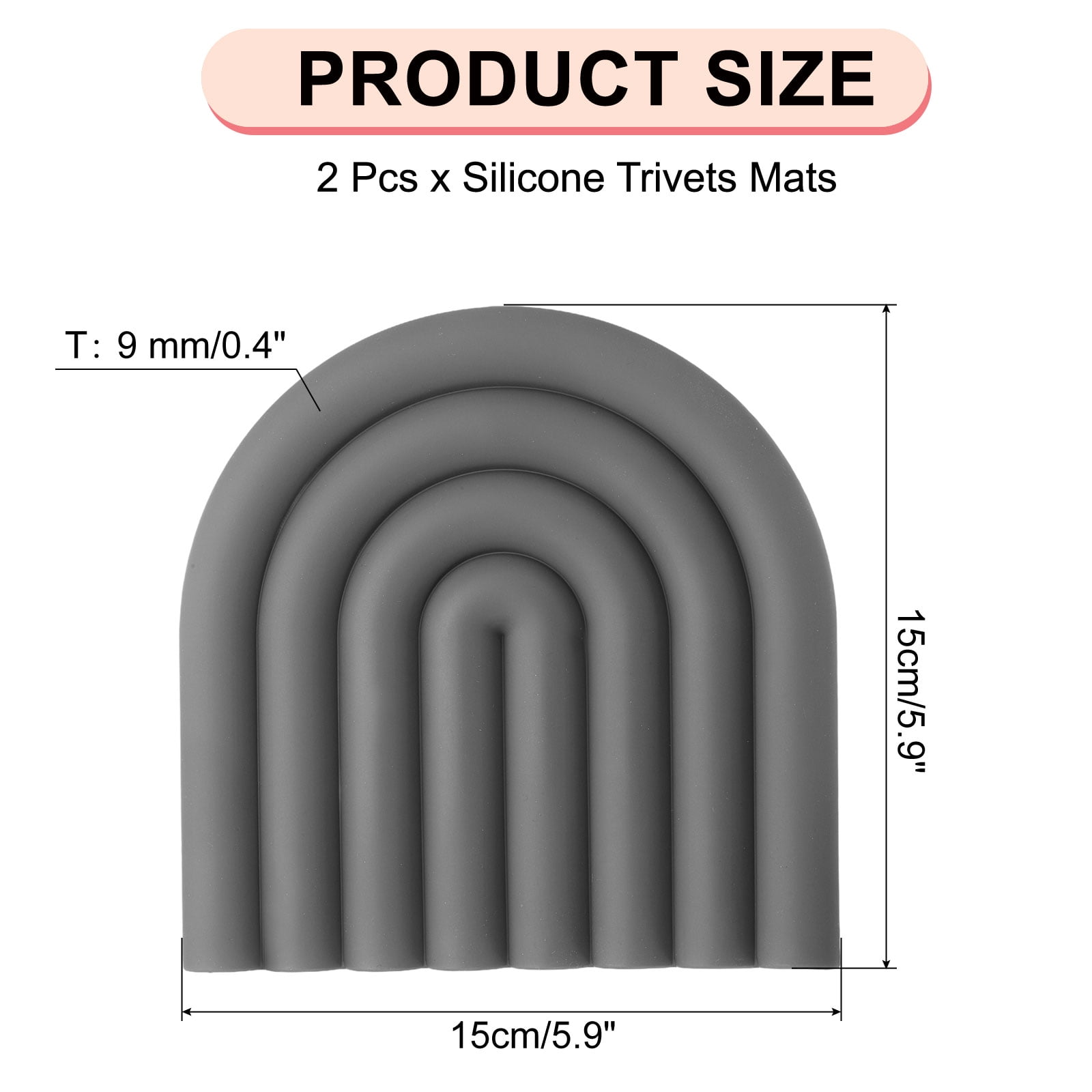 Unique Bargains Silicone Trivets Mats Hot Pots Pans Heat Resistant Trivet Dark Gray