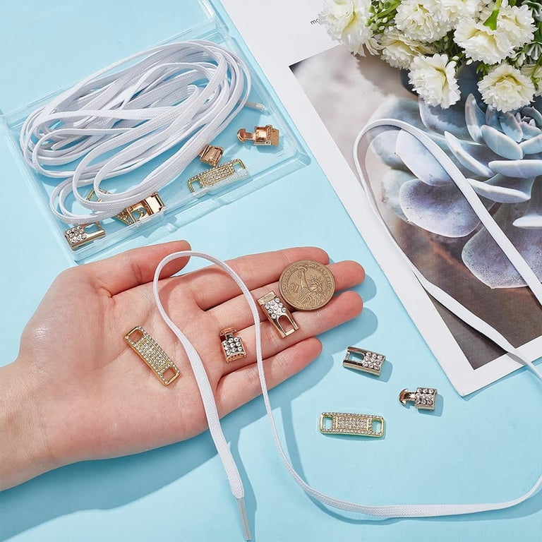 12Pcs Elastic No Tie Shoe Laces with Bling Diamond Charms Elastic