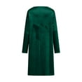 thumbnail image 5 of Women's Elegant Gold Velvet Dress Solid Color Long Sleeve Drop Lapel Ruched Ruffle Design Timeless Formal Casual Daily Party Winter Fall Fashion Outfit Green L, 5 of 9