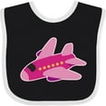 thumbnail image 3 of Inktastic Girls Pink Airplane Pilot Girls Baby Bib, 3 of 4