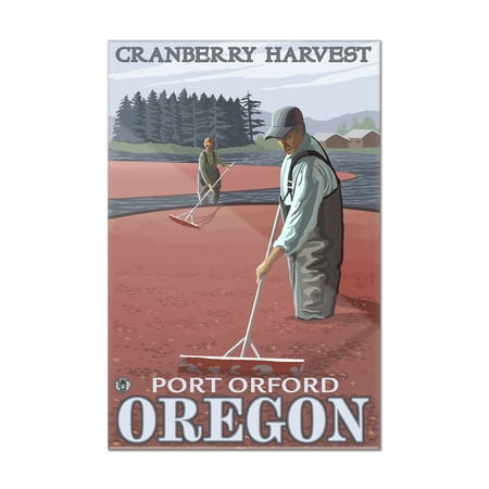 Cranberry Port Cranberry Bogs Harvest - Port Orford, Oregon - LP Original Poster (8x12 Acrylic Wall Art Gallery Quality) ()