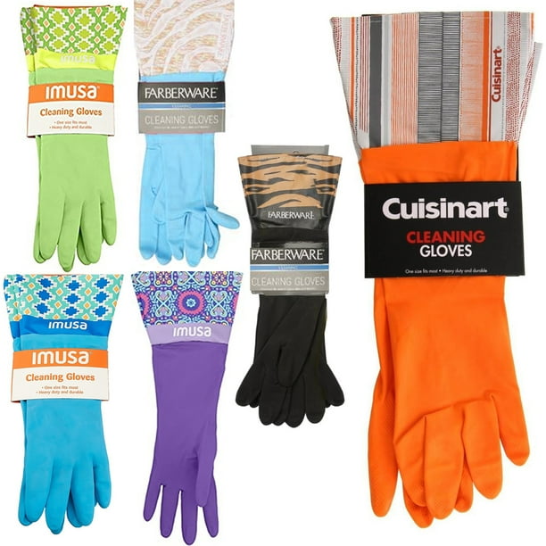 2 Pair Rubber Gloves Latex Kitchen Washing Cleaning Multi Purpose