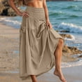 thumbnail image 2 of Edvintorg Summer Skirts for Women Fashion Solid Color High Waisted Casual Maxi Skirt with Pockets Beach Long Skirts for Women, 2 of 7