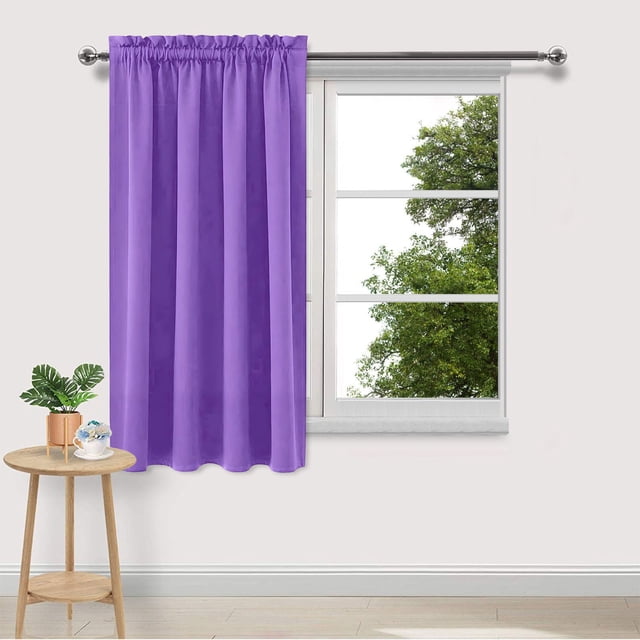 Paquete de 2 Cortinas de Seda Lisas con Aislamiento Térmico y Ahorro de Energía Opacas yMorado MNFD