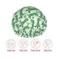 thumbnail image 3 of Yiaed Dinosaurs on Roller Skater Print Reusable Shower Cap & Bath Cap & Lined, Oversized Waterproof Shower Caps Designed for all Hair Lengths, 3 of 7