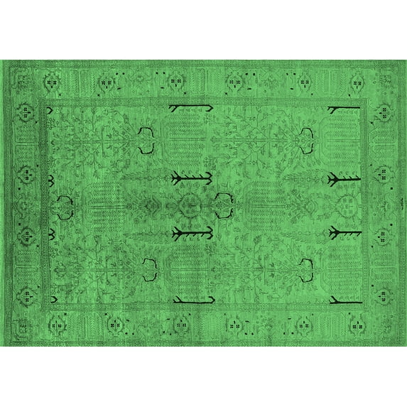 Ahgly Company Indoor Rectangle Oriental Emerald Green Industrial Area Rugs, 2' x 5'
