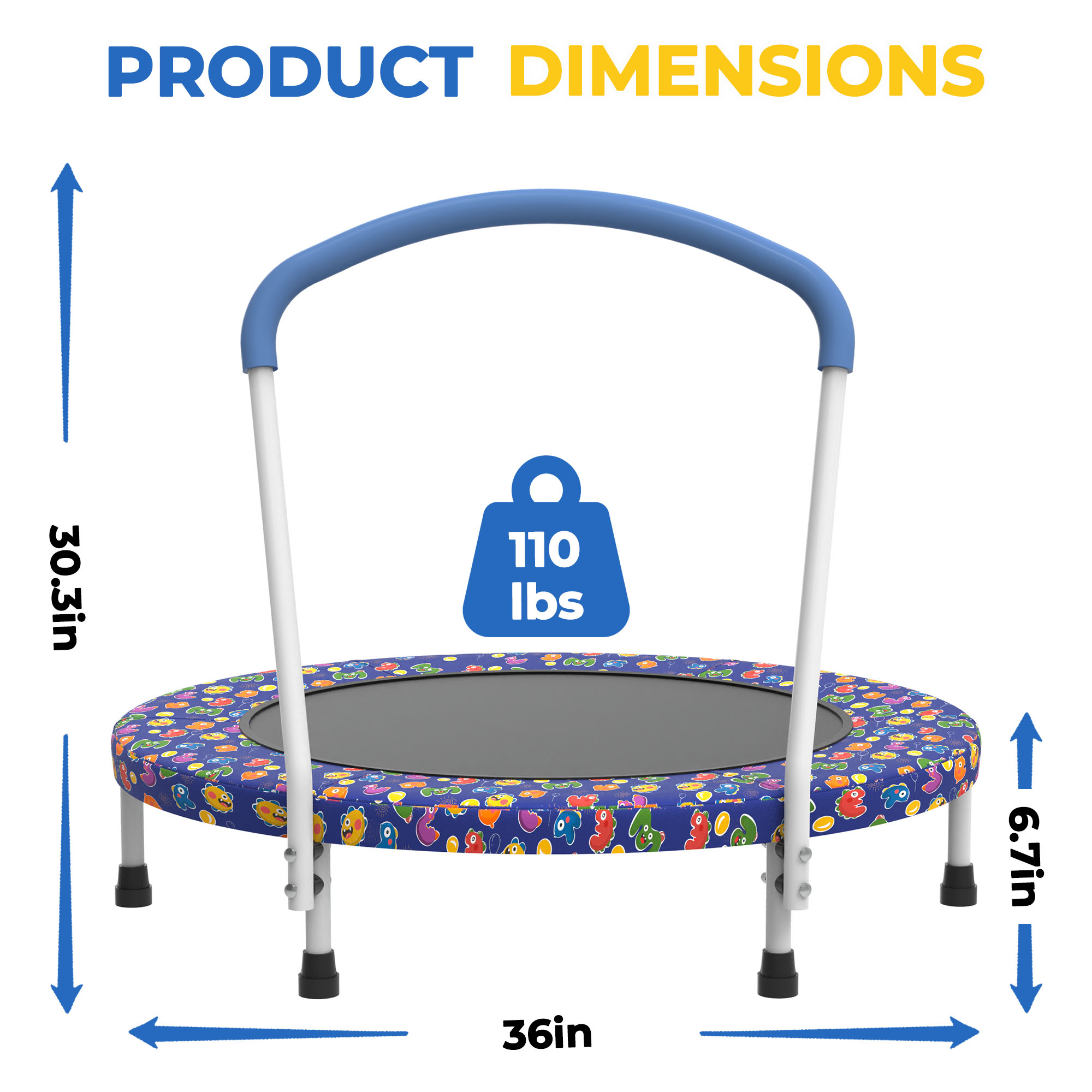 Mersco 36-Inch Kids Trampoline with Handle Bar photo 7