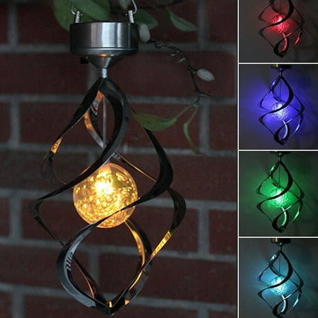 Decorative Solar Lights Outdoors Spiral Spinner Solar Wind Chime with Glowing Magic Ball – Portable Outdoor Decorative Romantic Solar Powered WindChime Light ()