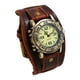 thumbnail image 1 of Reloj de pulsera de cuero, correa de repuesto, cuero ancho, reloj de correa de cuero Marron oscuro, 1 of 9