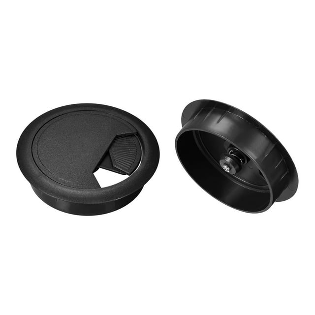 Unique Bargains Lot de 2 Cache-Trou de Câble de 3 Pouces en ABS pour Bureau, Passe-Fil de Câble, Noir