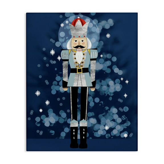 Stupell Industries Blue Holiday Nutcracker Holiday Painting Gallery Wrapped Canvas Art Print Wall Art, 16 x 20