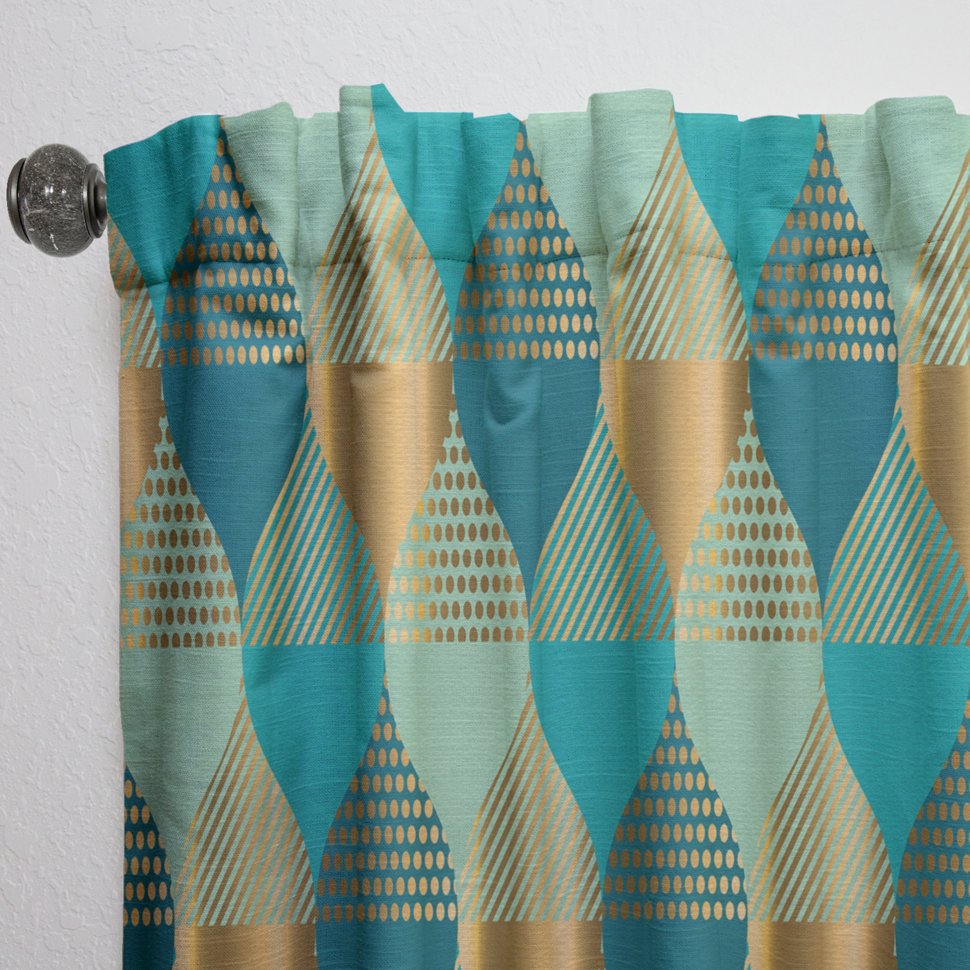 Designart 'Luxury Retro Pattern Drops II' Mid-Century Modern Curtain Panel