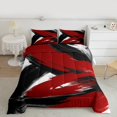 thumbnail image 2 of Homewish Graffiti Splash 3-Piece Full Size Comforter Sets For Adults Female Men,Abstract Geometric Stripes Bedding Comforter Set,Black Red White Lightweight Bedding Sets, 2 of 8