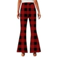 thumbnail image 3 of Eltusu Flare Leggings for Girls, Elastic Waist Plaid Thermal Stretchy Kids Winter Pants Red Size 6 T, 3 of 6